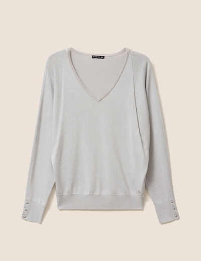 Pull manches longues gris argent femme