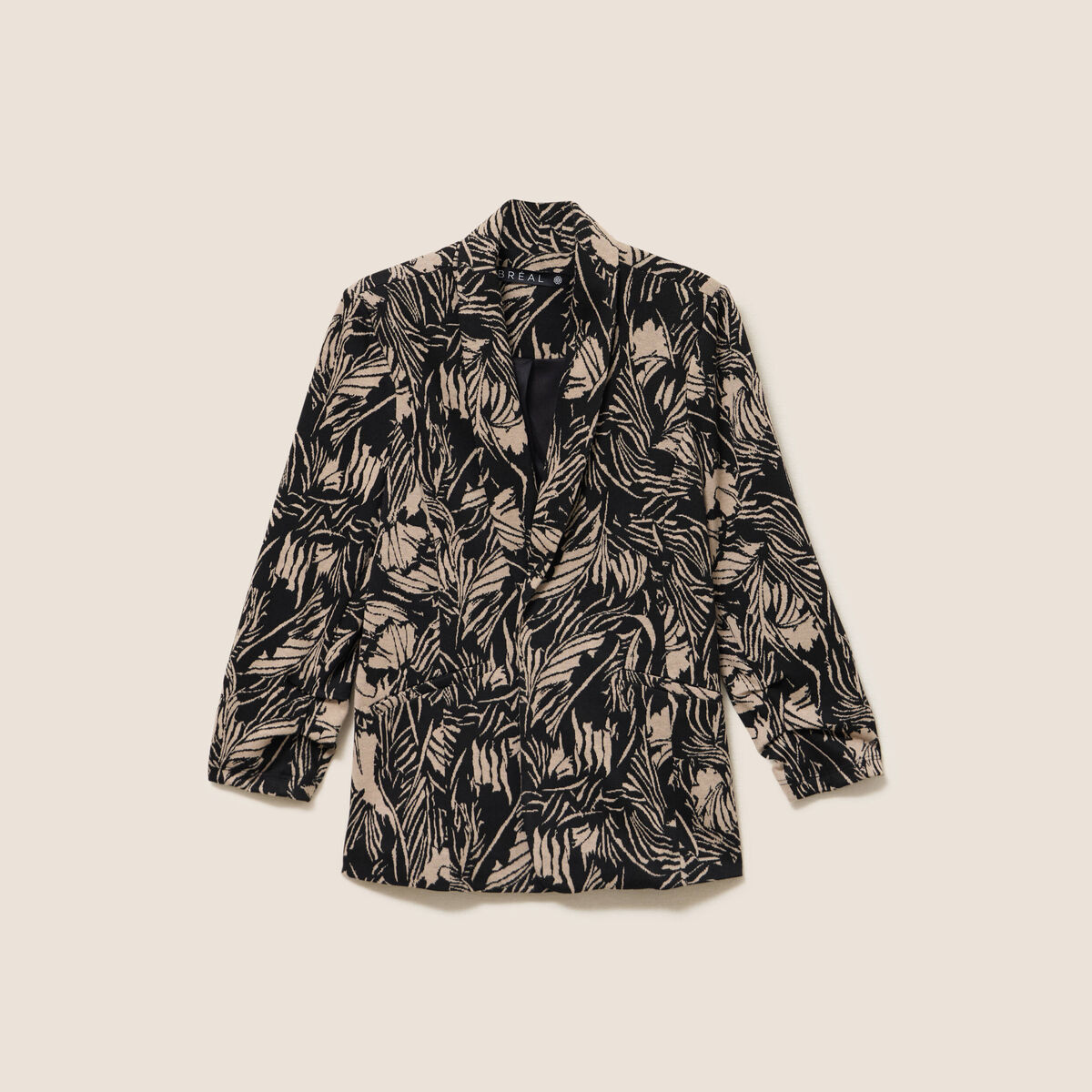 Veste cintr&eacute;e manches longues doubl&eacute;e noir femme