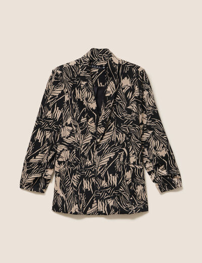 Veste cintr&eacute;e manches longues doubl&eacute;e noir femme