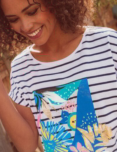 T-shirt manches courtes ecru femme