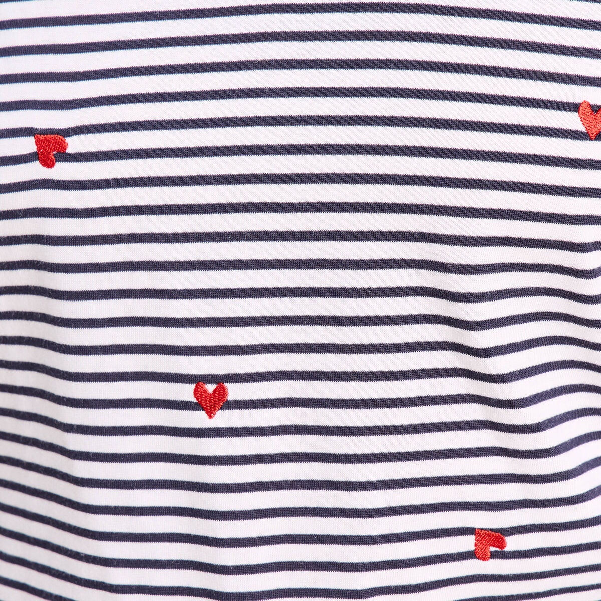 T-shirt droit broderie manches courtes bleu femme