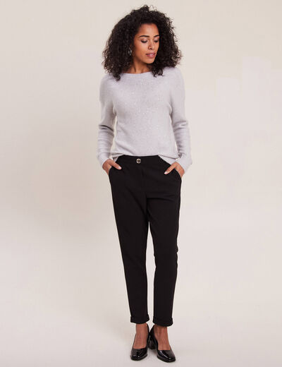 Pantalon chino noir femme