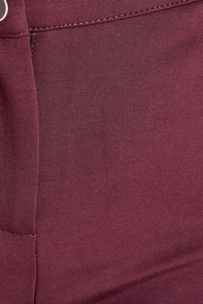 Pantalon ajusté taille basculée bordeaux femme