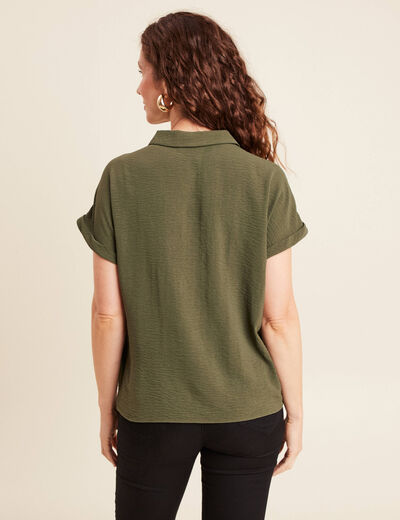 Blouse manches courtes vert kaki femme