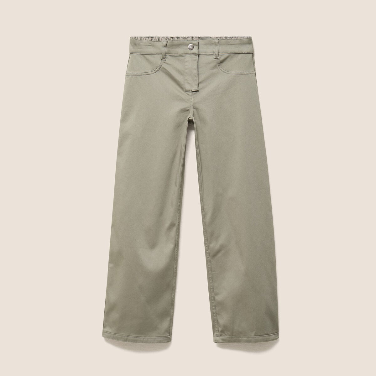 Pantalon droit 7/8&egrave;me taille bascul&eacute;e gris femme