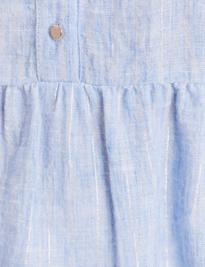 Blouse ample col v manches courtes bleu femme