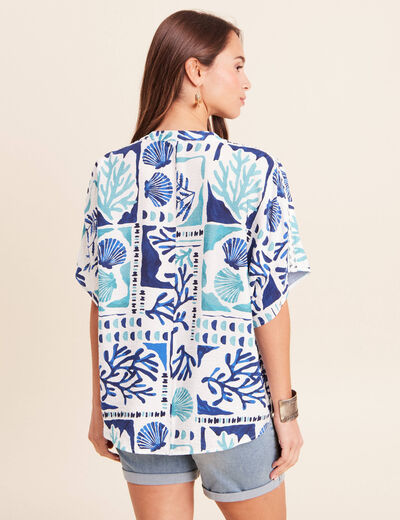 Chemise ample manches courtes fluide bleu femme