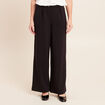 Pantalon coupe large taille haute maille noir femme