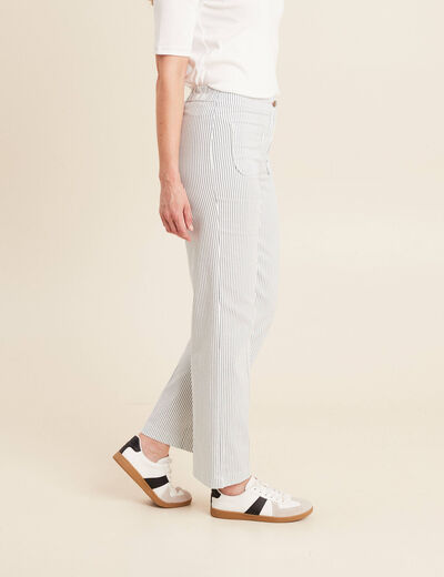Pantalon droit taille haute blanc femme