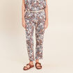 Pantalon coupe chino en lin marron femme