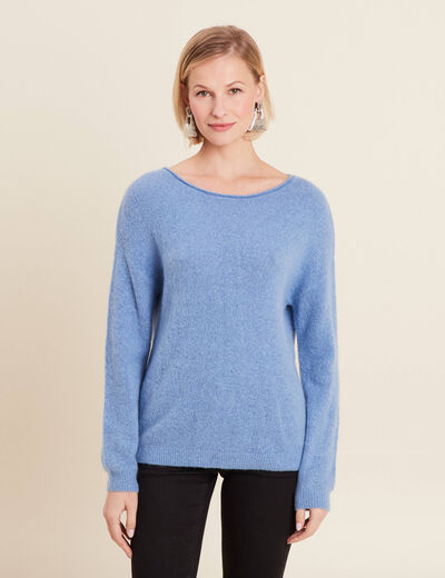 Pull manches longues bleu ciel femme
