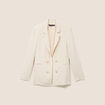 Blazer droit long manches 3/4 doubl&eacute; beige femme