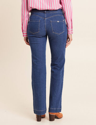 Jean coupe bootcut taille bascul&eacute;e denim stone femme