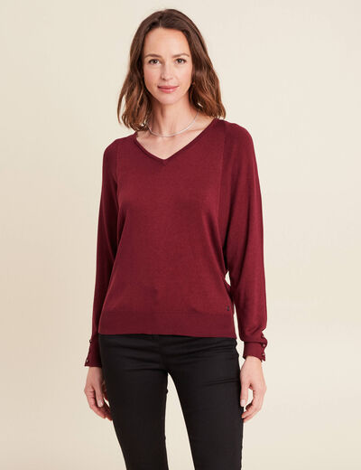 Pull manches longues bordeaux femme
