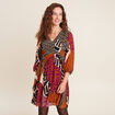 Robe évasée fluide manches 3/4 multicolore femme