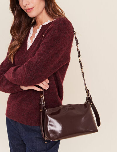 Sac bandouli&egrave;re doubl&eacute; prune femme