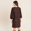 Robe courte &eacute;vas&eacute;e col v manches 3/4 marron femme