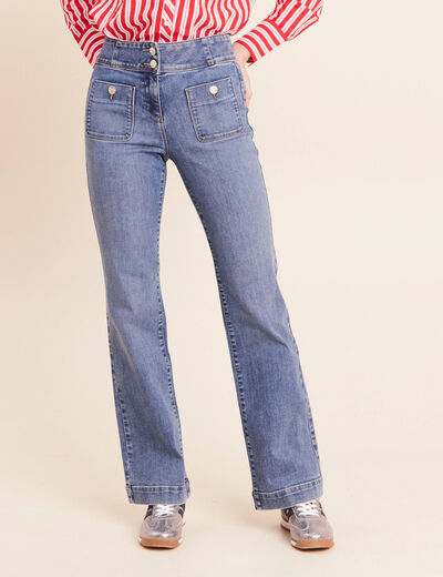 Jean coupe bootcut taille haute denim double stone femme