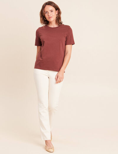 T-shirt manches courtes marron femme
