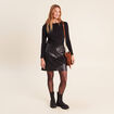 Jupe trap&egrave;ze courte aspect daim doubl&eacute;e noir femme