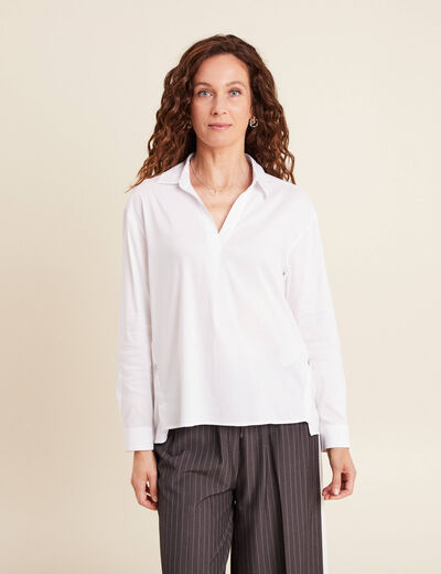 Chemise droite manches longues blanc femme