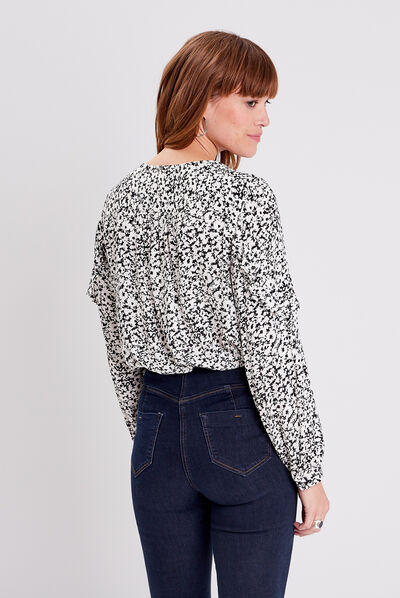 Blouse manches longues ecru femme