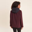 Caban doubl&eacute; avec capuche bordeaux femme