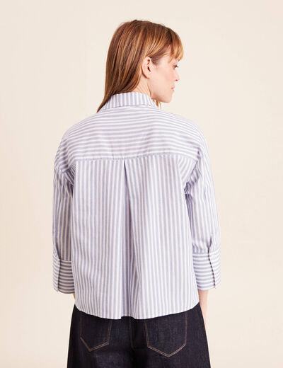 Chemise manches 3/4 bleu femme