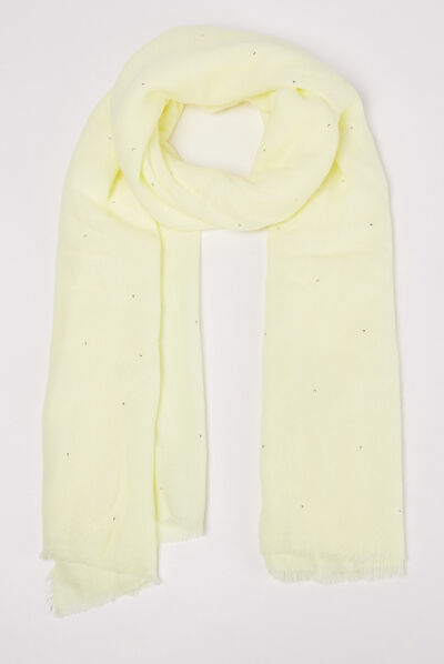 Foulard clous maille unie jaune clair femme
