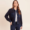 Veste droite courte manches longues denim brut femme
