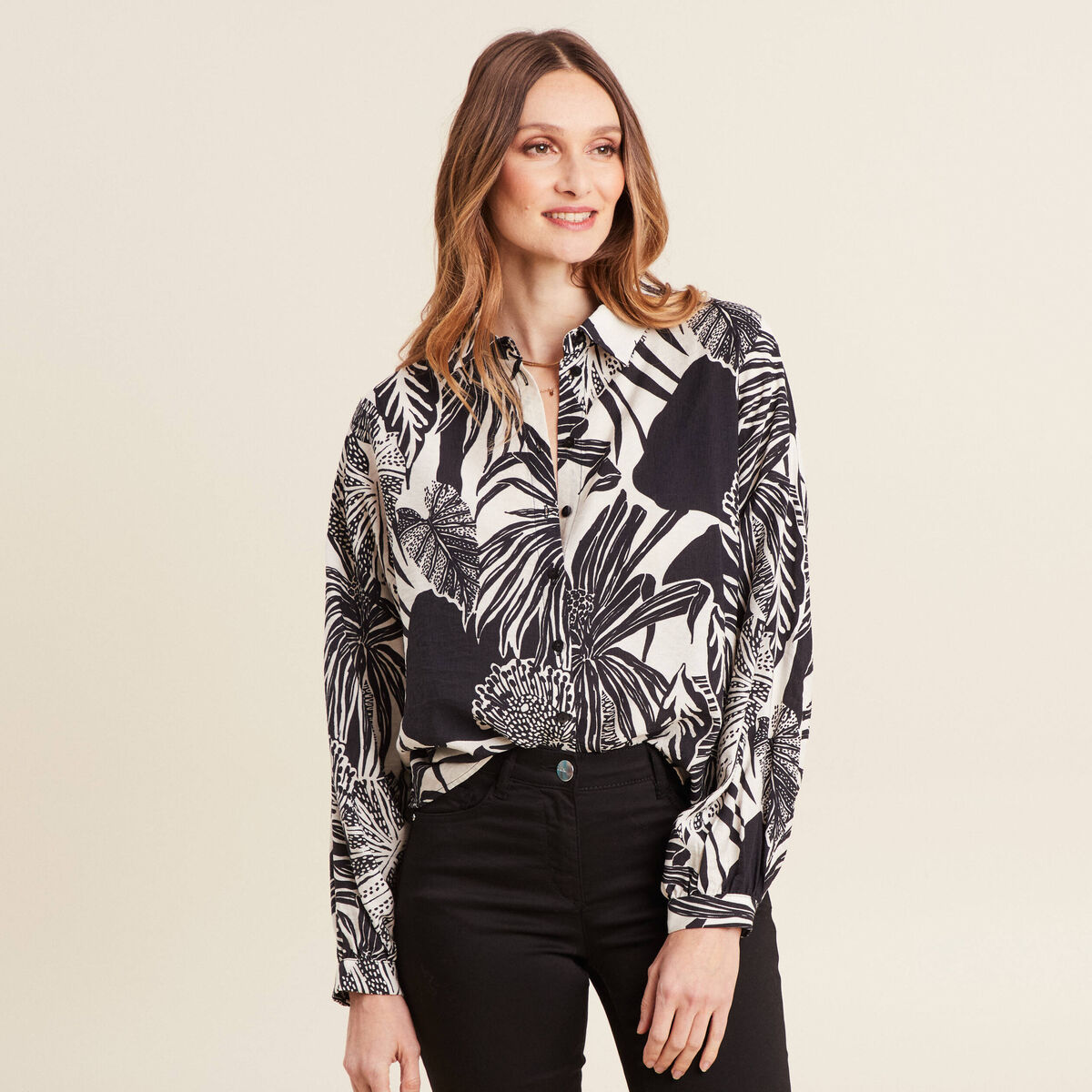 Chemise manches longues blanc femme