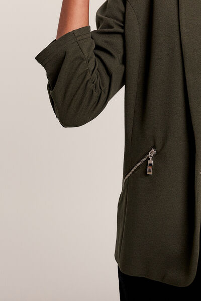 Veste esprit tailleur ajustée vert foncé femme