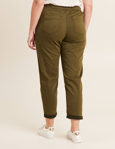 Pantalon coupe mom 7/8&egrave;me vert olive femme