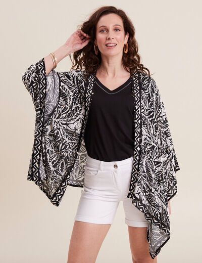 Kimono imprimé noir femme