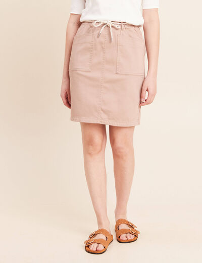 Jupe droite r&eacute;versible marron femme
