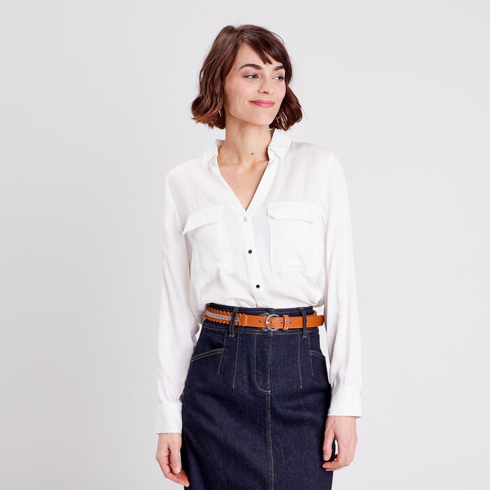 Chemise manches longues ecru femme