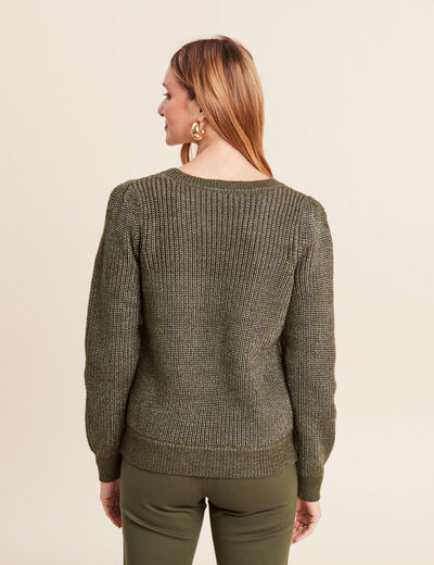 Pull manches longues vert kaki femme