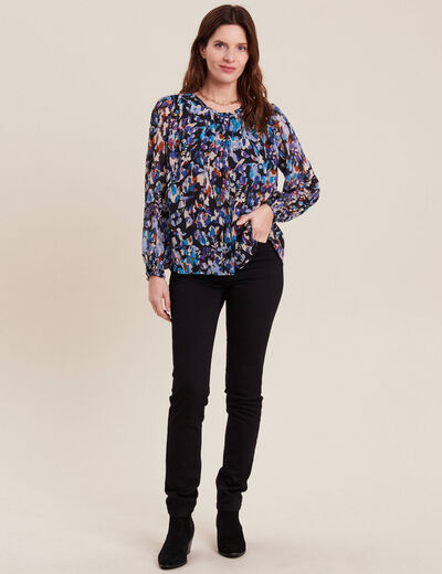 Blouse manches longues bleu femme