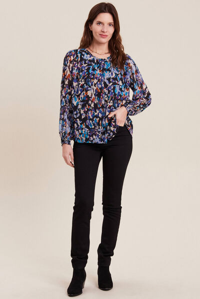 Blouse manches longues bleu femme