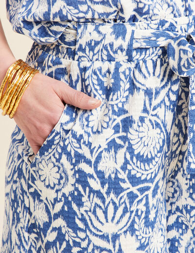 Short droit ceinturé bleu femme