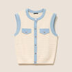 Gilet sans manches col rond ecru femme