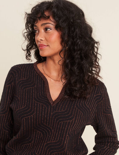 Pull manches longues marron femme