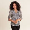 Blouse manches 3/4 noir femme