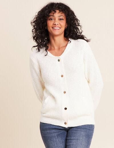 Bomber manches longues ecru femme
