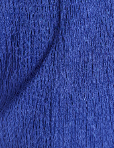 T-shirt col v manches courtes bleu fonc&eacute; femme