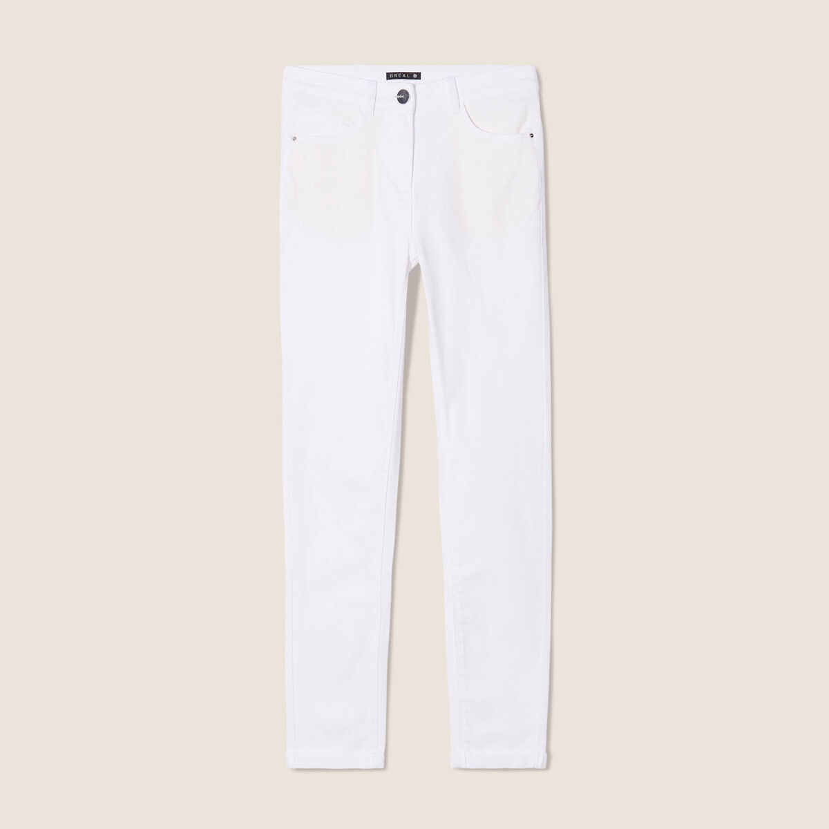 Jean ajusté taille standard 7/8ème blanc femme