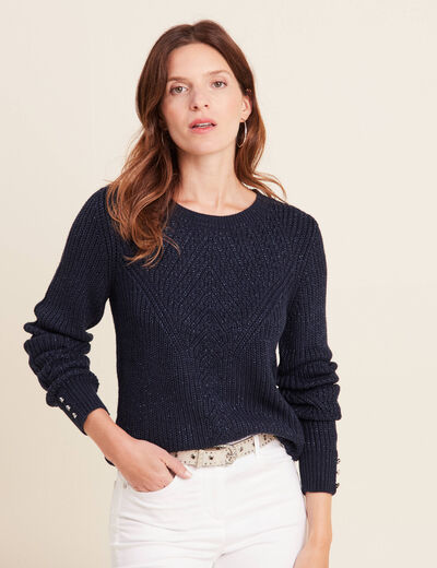 Pull manches longues bleu marine femme