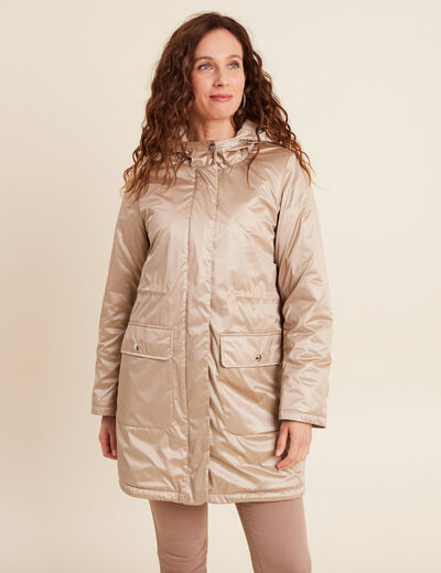 Parka d&eacute;perlante manches longues sable femme
