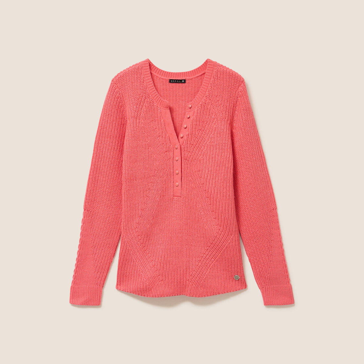 Pull manches longues rose framboise femme