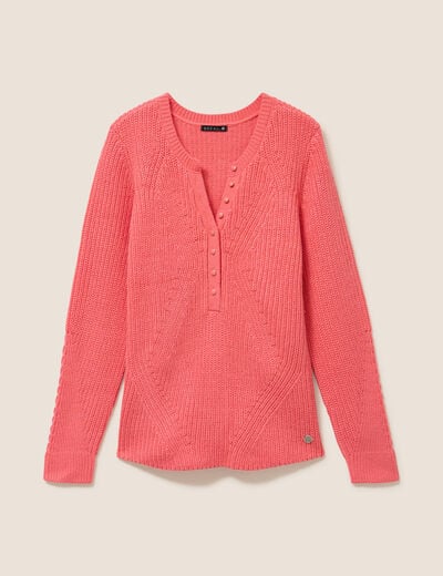 Pull manches longues rose framboise femme
